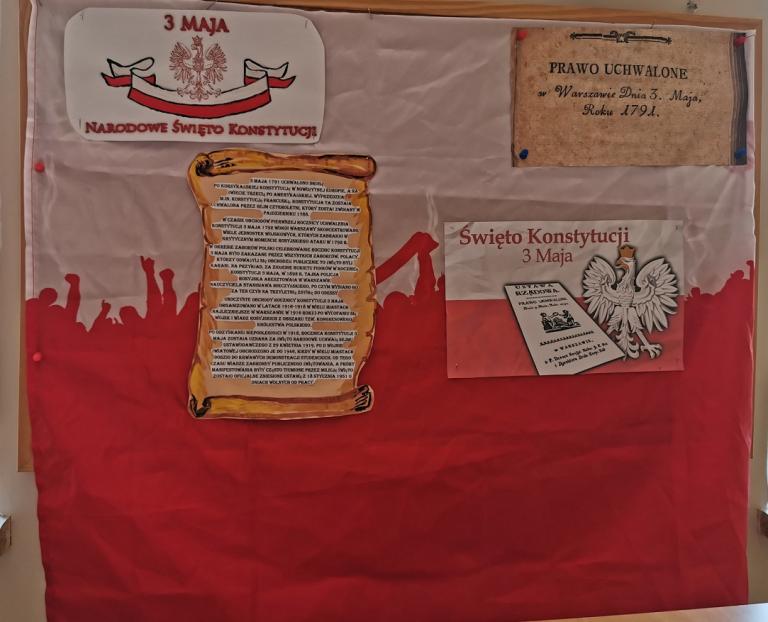 Przygotowanie gazetki z okazji zbliżającej się 230 rocznicy uchwalenia Konstytucji