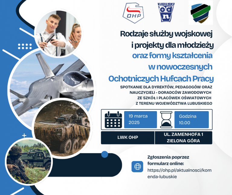 Zapraszamy na spotkanie ”Rodzaje służby wojskowej i projekty dla młodzieży oraz formy kształcenia w nowoczesnym Ochotniczym Hufcu Pracy”