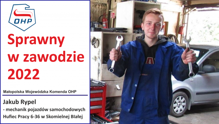 Prezentujemy finalistów konkursu „Sprawny w zawodzie”: Jakub Rypel – mechanik pojazdów samochodowych – HP Skomielna Biała