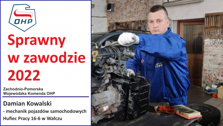 Prezentujemy finalistów konkursu „Sprawny w zawodzie”: Damian Kowalski - mechanik pojazdów samochodowych – HP Wałcz