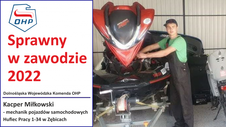 Prezentujemy finalistów konkursu „Sprawny w zawodzie”: Kacper Miłkowski – mechanik pojazdów samochodowych – HP Ziębice